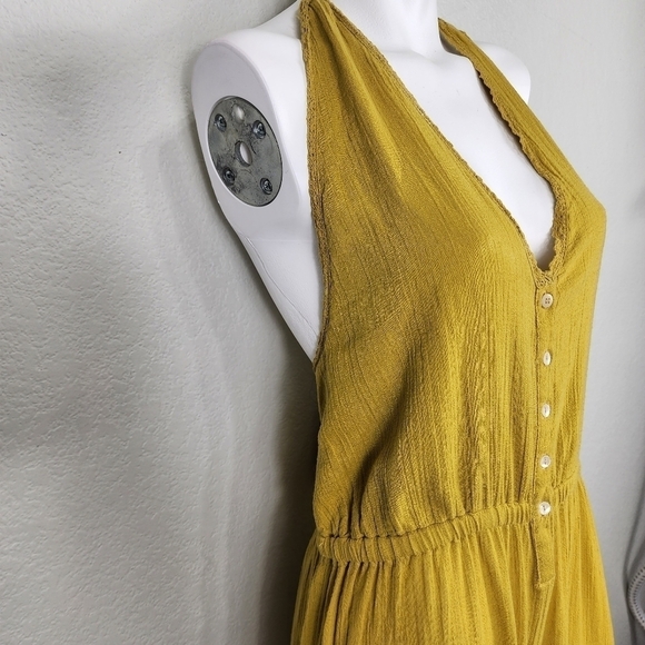 Free People Gauze Gold Boho Jumpsuit Size XS - Picture 6 of 16